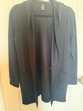 Skechers Women's Black Open-Front Hooded Cardigan